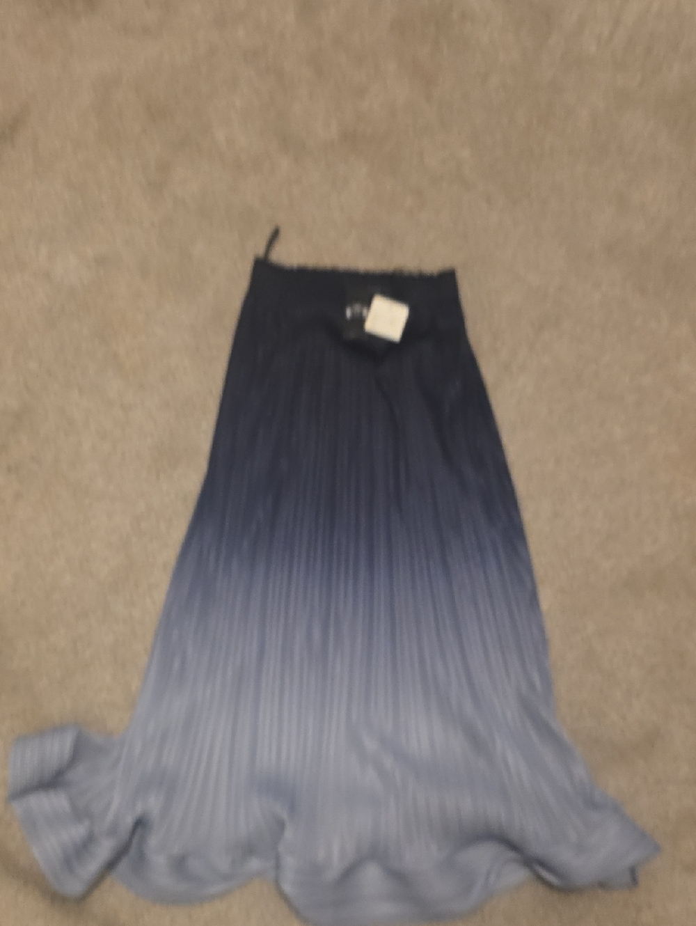 Ombre Pleated Maxi Skirt in Navy to Light Blue - Women